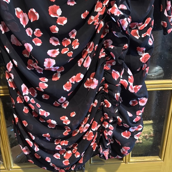 NWT Aster the label Black Floral Ruched Dress Size M - Picture 6 of 15